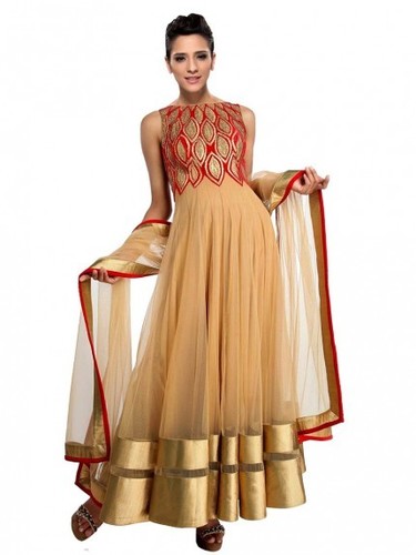 Sleeveless Beige Anarkali