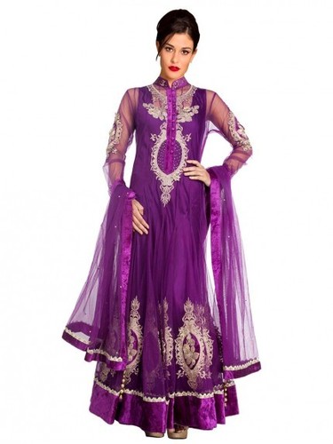 Purple Net Anarkali