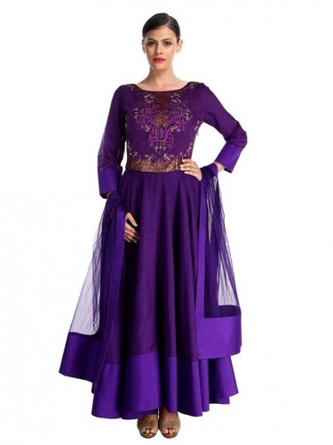 Dupion Silk Purple Anarkali