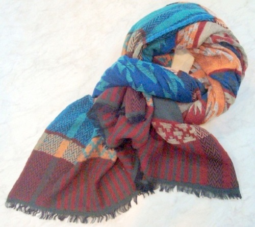 Wool/Cotton jacquard triple layer embroidery Scarves