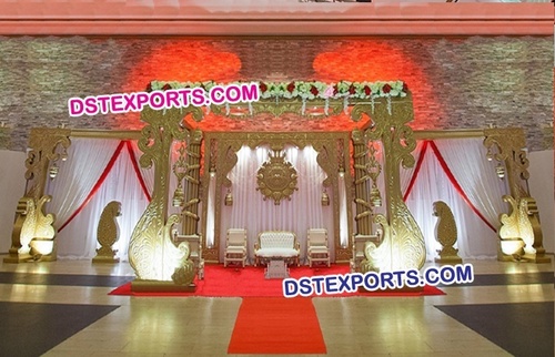 Indian Wedding Mandap Decor - Fiberglass, Gold, Customizable | Lightweight, Weatherproof, Easy Assembly, Elegant Design