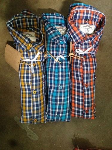 Blue Cotton Polyester Shirts
