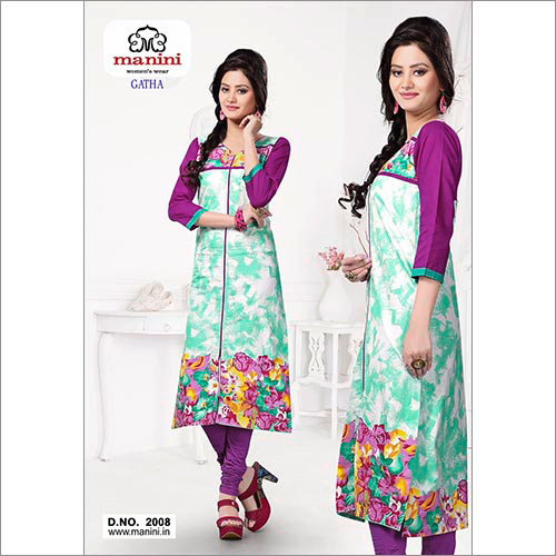 Gatha - Cotton Blend Knee-Length, Round Neck | Comfortable Fabric, Floral Print, Stylish Design, Durable Material