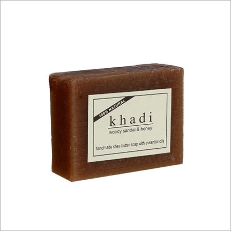 Woody Sandal & Honey Soap - 200g Handmade Shea Butter Soap, Cooling Sandalwood Oil, Natural Honey Extract for Soft & Glowing Skin, Anti-Aging Benefits