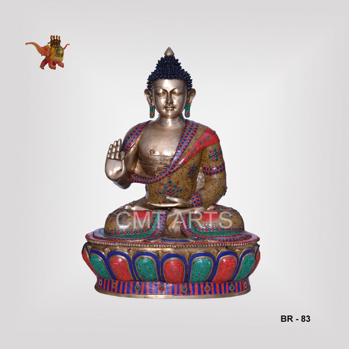 Brass Stone Buddha - 10 Inch Durable Brass Metal Statue | Easy to Clean, Modern Art Decor, Meditation Theme, Brings Positivity & Peace