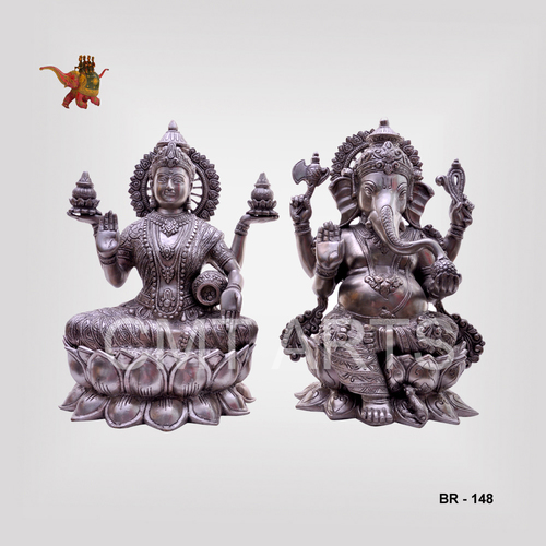 Brass Silver Finish Laxmi Ganesh Dimension(L*W*H): 12" Inch (In)