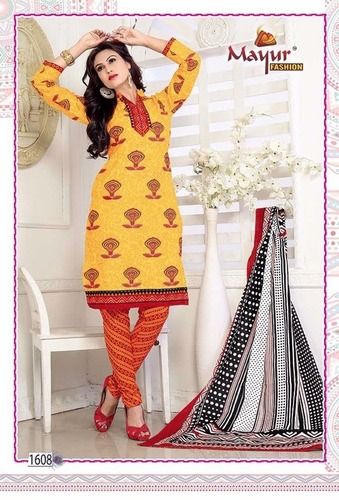 Printed Ladies Unstitched Cotton Suits Wholesale