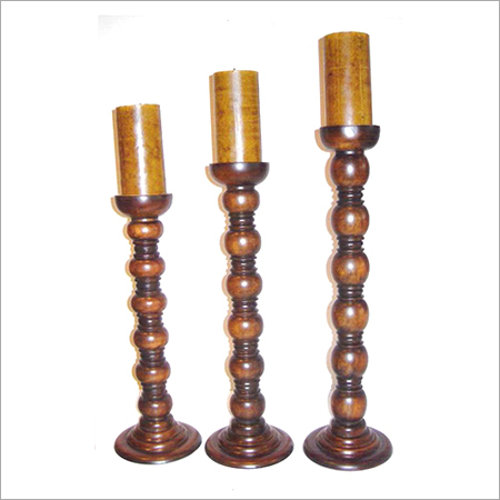Turned Wood Candle Holders