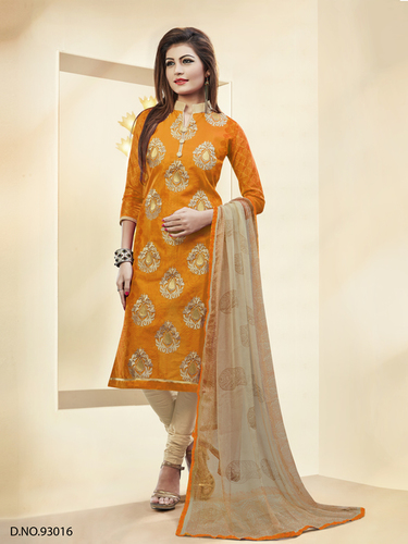 Orange Designer Dress Material