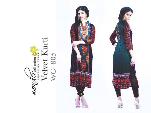Velvet Pashmina Digital Print Suit