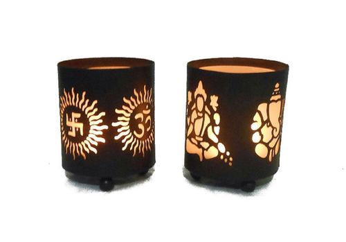 lAKSHMI GANESH SWASTIK CANDLE HOLDER