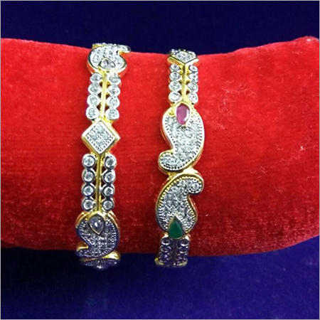 Fancy Color Stone Bangles - Copper Alloy, Women's Wear, Fashion Jewelry | Highly Polished, Smooth Edges, Eye-Catching Design, Perfect for Parties and Weddings