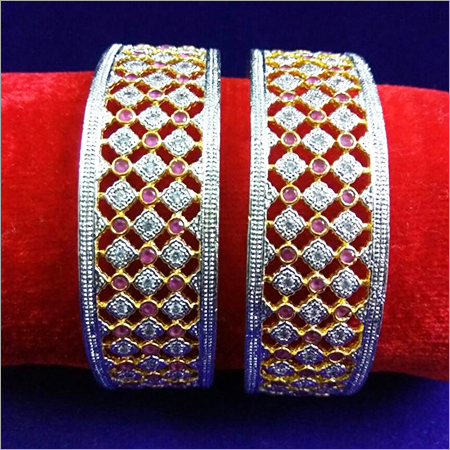 Designer Broad Color Bangles - Copper Alloy, Modern Style with Zircon Stones | Light in Weight, High Polishing for Engagement, Party, and Wedding