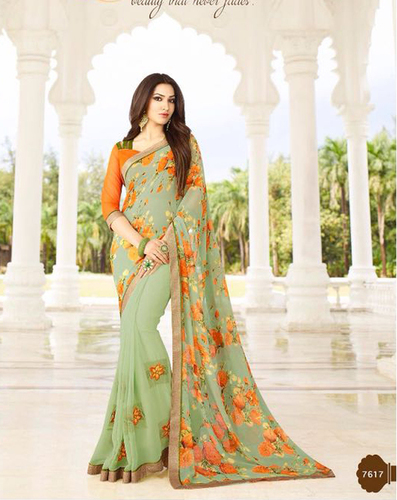 Designer printed Net Saree
