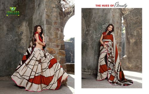 Designer Prints Crepe Saree