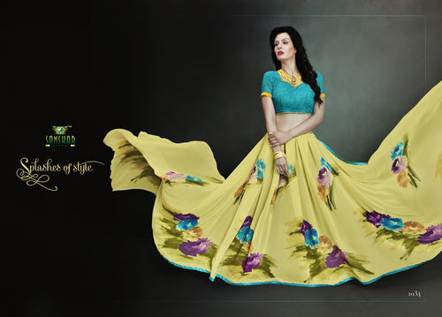 Printed Silk Peorgette Saree