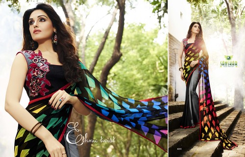 Hand printed boutique saree
