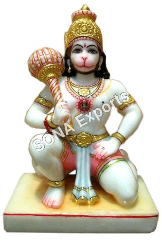 Marble Sitting Hanuman Murti From Jaipur