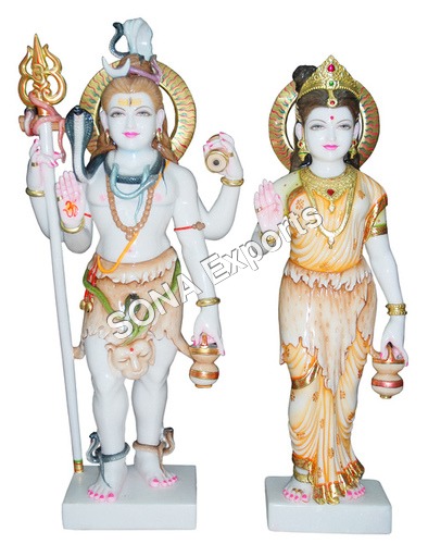 Pure white marble Shiva Parvati Standing Statue By SONA EXPORTS (India)