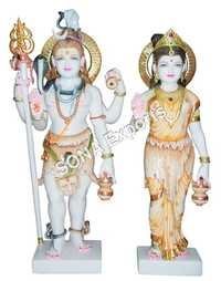 Pure white marble Shiva Parvati Standing Statue