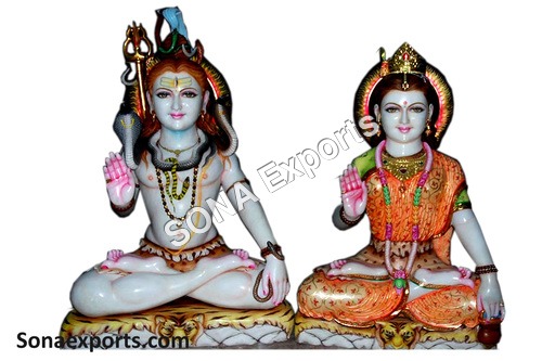 Marble Shiva Parvati Sitting posture statue