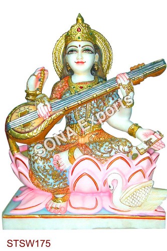 White marble Saraswati Statue