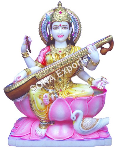 White marble Saraswati Statue