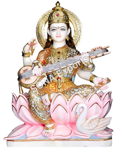 Marble Saraswati Sitting