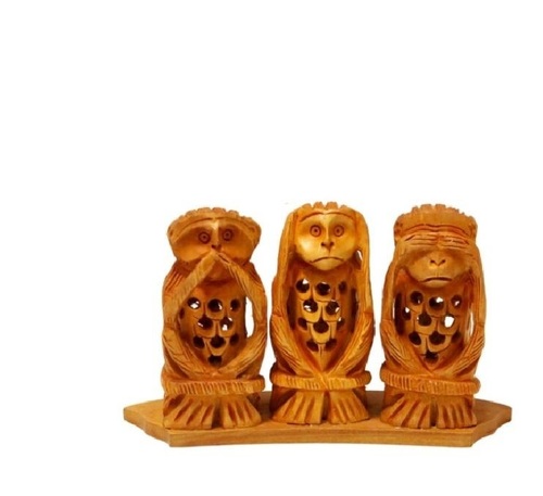 Hand Carved Beautiful Wooden Gandhi's Three Monkeys