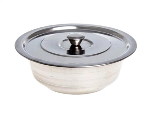 S.S Raja Bowl With Cover - Stainless Steel, 0.3-0.6mm Thickness | Silver Finish, Durable Home Use