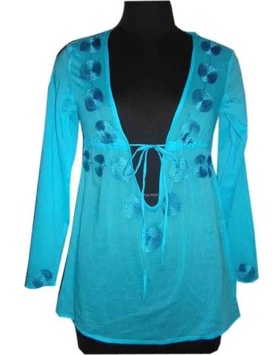 Fashionable Dress - Cotton Blend, Customized & Plus Size Options, Sky Blue Color | Quick Dry, Washable, Timely Production