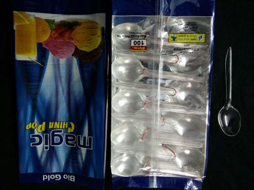 Plastic Transparent Spoon - Plastic, 15cm, Clear | Lightweight, Disposable, Convenient, Hygienic, Polybag 10 Pack