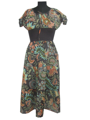 Green & Black Long Dress Of Ladies