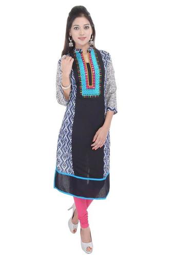 Black Cotton Dress Designer Kurtis