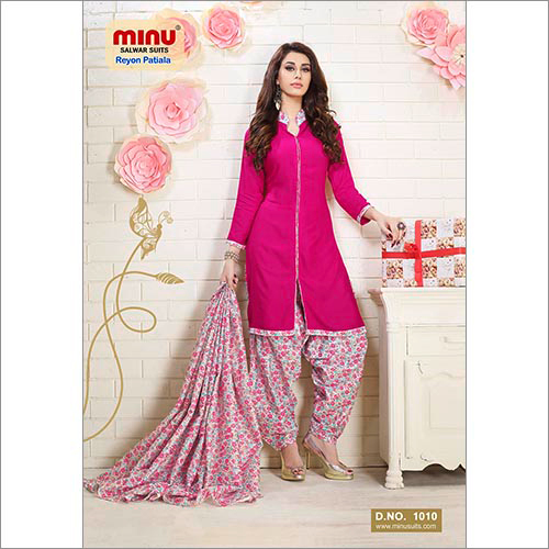 Reyon Patiala - Cotton Blend, 44 Inches, Pink | Stylish Design, Comfortable Fabric, Elegant Look, Perfect Fit