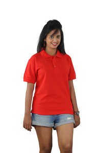 Ladies Collar T Shirts - Cotton Fabric, Sizes S-xxl, Orange Color | Neatly Stitched, Appealing Design, Fine Finish