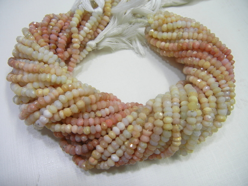 Pink Opal Faceted Rondelle 5-6 mm Beads-13 Inch Long Strand