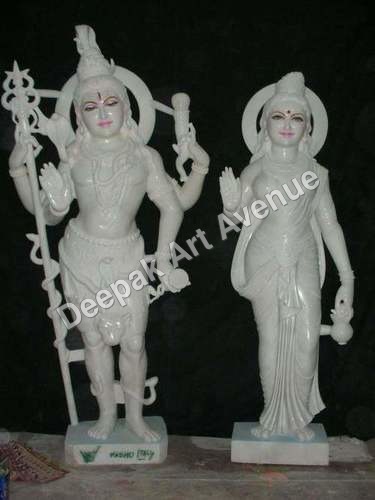 Shiv Parwati Statue - Marble, Varied Height, White | Elegant Design, Spiritual Decor, Sturdy Build