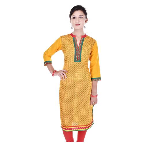 Yellow Digital Fancy Kurti New