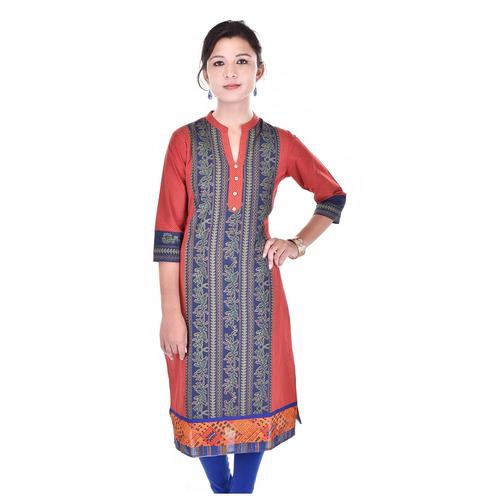 Blue Khari Design Cotton Kurti