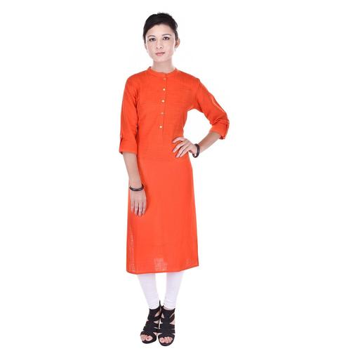 Orange Slub Kurti