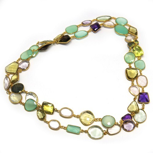 Chunky Touch Of Life Multi Stone 925 Sterling Silver Necklace Gender: Women