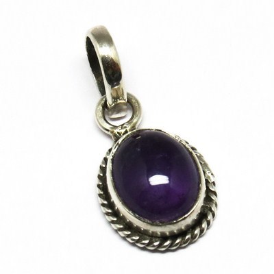 Petite Purple Amethyst 925 Sterling Silver Gemstone Pendant Gender: Women