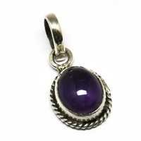 Petite Purple Amethyst 925 Sterling Silver Gemstone Pendant Gender: Women