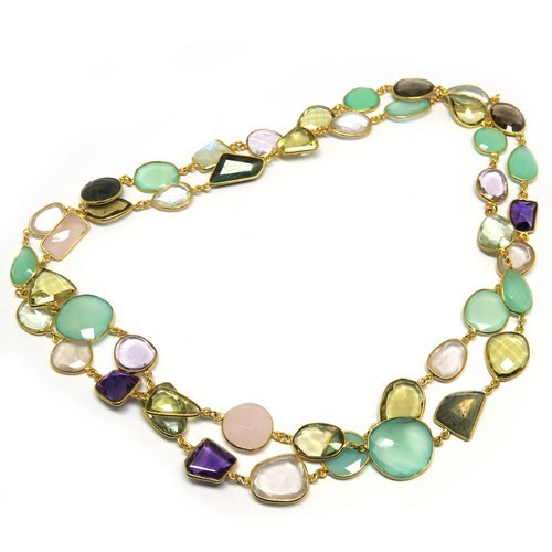 Heavenly Love Aaa White Fire !! Multi Stone 925 Sterling Silver Necklace Gender: Women