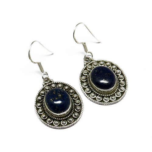 Traditions Blue Lapis 925 Sterling Silver Bezel Setting Earring Gender: Women