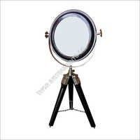 Antique Engraved Mirror On Black Tripod