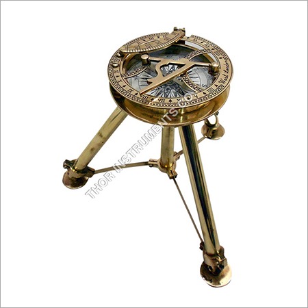Antique Brass Heavy Maritime Sundial Compass Tripod By THOR INSTRUMENTS CO.