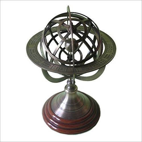 THORINSTRUMENTS Brass Armillary Sphere Astrolabe On Wooden... with device