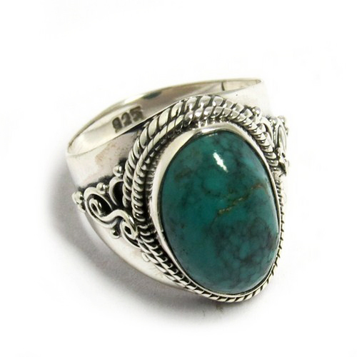 Fancy Shape Turquoise 925 Sterling Silver Bezel Gemstone Ring Gender: Women